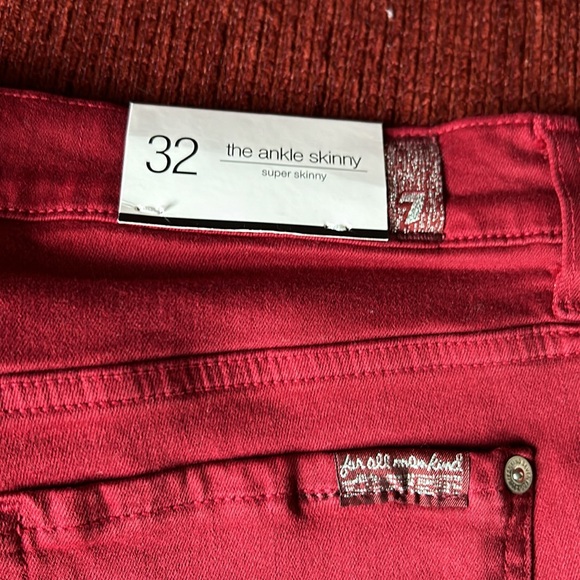 Final sale- 7 for all mankind jeans-nwt  maroon size 32 - Picture 2 of 6